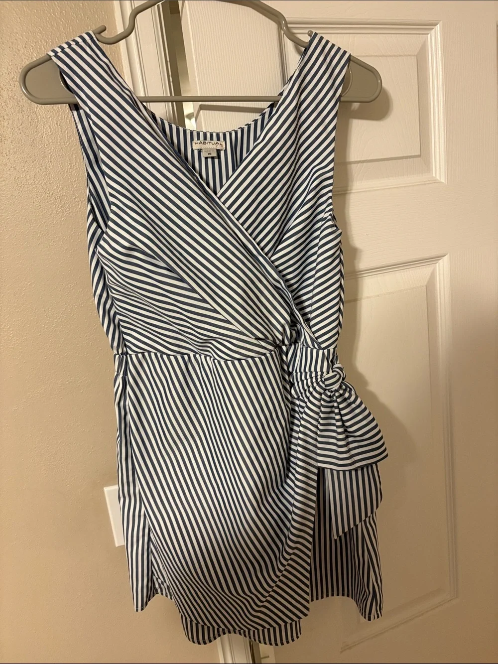 Kids Habitual Navy & White Striped Wrap Mini with Side Knot